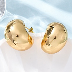 ムーン 304 ステンレス スタッド イヤリング  ゴールドカラー  25x18mm&nbsp;EJEW-A125-23G