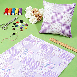 綿生地  服装アクセサリー  タータン＆花柄  ライラック  1450x0.3mm&nbsp;DIY-PH0038-91B