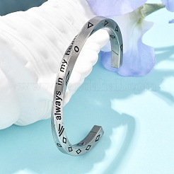 バイキングの言葉は私の心の中にいつもある 304 ステンレススチール エナメル カフ バングル 女性用  ステンレス鋼色  内径：2x2-1/2インチ（5x6.2cm）&nbsp;BJEW-Z092-10P