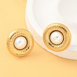 304ステンレススチールプラスチックスタッドピアス  フラットラウンド  18KGP本金メッキ  25.5mm&nbsp;EJEW-D309-02G