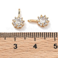 真鍮マイクロパヴェクリアキュービックジルコニアペンダント  花のチャーム  18KGP本金メッキ  11x6.5x4.5mm  穴：1.4mm&nbsp;KK-B172-17G