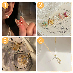 DIYジュエリー製作キット  合金リンクリングとオープンバックベゼルペンダントを含む  リング & 台形 & ティアドロップ & 長方形  カドミウムフリー＆鉛フリー  ライトゴールド  42個/箱&nbsp;DIY-HY0001-23