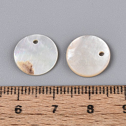 Natural Seashell Disc Charms&nbsp;SSHEL-N041-05
