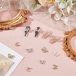 6スタイルの合金ラインストーンカボション  ネイルアートデコレーション  蝶  ゴールデン＆シルバー  9~11x9.5~15x2.5~3mm  32個/セット&nbsp;FIND-OC0013-52