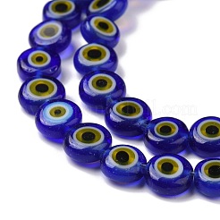 Handmade Evil Eye Lampwork Flat Round Bead Strands&nbsp;LAMP-L058-6mm-23