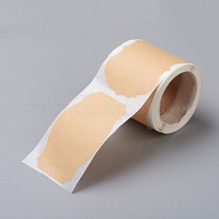 自己粘着クラフト紙ギフトタグステッカー  粘着ラベル  空白タグ長方形  淡い茶色  矩形：76x50mm  4模様/ロール  100PCS /ロール&nbsp;DIY-G021-08