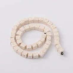合成溶岩ロックビーズ連売り  キューブ  染め  ホワイト  8x8x8mm  穴：2mm  約45個/連  16インチ&nbsp;G-N0104-8mm-11