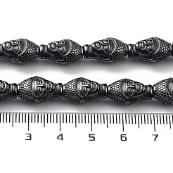 合成磁気無しヘマタイトビーズ連売り  仏頭  14.5x9.5x8mm  穴：1.2mm  約28個/連  15.87インチ（40.3cm）&nbsp;G-H303-B05