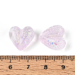 手作りのホイルランプワークビーズ連売り  ハート  パールピンク  15x15x9~10mm  穴：1.4~1.5mm  約21~26個/連  11.22~14.17''（28.5~36センチメートル）&nbsp;FOIL-T008-08C