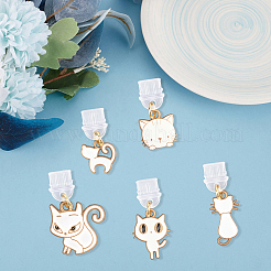 10 個のプラスチックモバイル防塵プラグ  合金エナメルペンダント付き  猫の形  ミックスカラー  25~33mm  10個/セット&nbsp;HJEW-SC00185