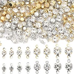 120Pcs 4 Styles Brass Pave Clear Cubic Zirconia Connector Charms&nbsp;RB-YW0001-31G