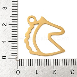 イオンプレーティング（IP）304ステンレスペンダント  レーザー切断  ゴールドカラー  馬  23x24x1mm  穴：3mm&nbsp;STAS-B056-13G-01