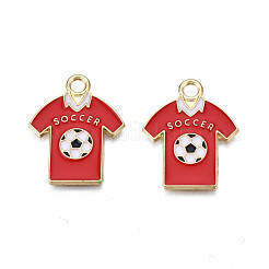 合金エナメルチャーム  カドミウムフリー＆ニッケルフリー＆鉛フリー  ライトゴールド  単語サッカーとの短い  レッド  25x20x1.5mm  穴：2.5mm&nbsp;ENAM-N055-108
