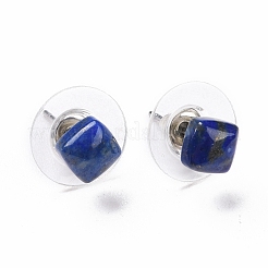 天然ラピスラズリ耳スタッド  304ステンレススチール製イヤリング  15.5x6x6mm  ピン：0.6mm&nbsp;EJEW-K091-01P-04