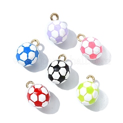 6本6色合金エナメルペンダント  サッカーのチャーム  ゴールドカラー  ミックスカラー  15x10mm  穴：1.8mm  1pc /カラー&nbsp;ENAM-CJ0007-62