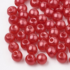 ABSプラスチックビーズ  模造パール  ラウンド  ミックスカラー  4x3.5mm  穴：1.5mm  約15000個/500g&nbsp;OACR-Q004-4mm-10