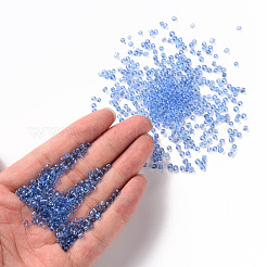 （詰め替えサービスあり）ガラスシードビーズ  トランスペアレント  ラウンド  ligoht blue  8/0  3mm  穴：1mm  約12 G /袋&nbsp;SEED-C013-3mm-6