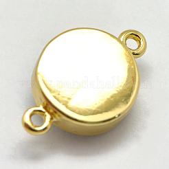 ジェムストーンリンクコネクター  真鍮パーツ  フラットラウンド  多面カット  ゴールドカラー  19x12x5.5mm  穴：1mm&nbsp;G-P320-07