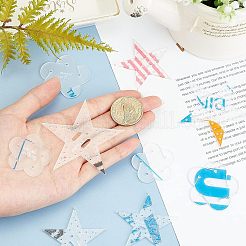 アクリル手仕事テンプレート  花とスター  透明  16個/箱&nbsp;DIY-CA0001-48