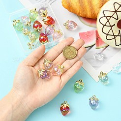 20個5色透明アクリルパーツ  ABSプラスチックループ付き  苺  ミックスカラー  27x18mm  穴：2.5mm  4個/カラー&nbsp;TACR-CJ0001-74