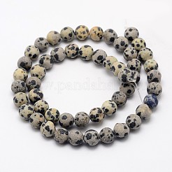 天然石ダルメシアンジャスパービーズ連売り  艶消し  ラウンド  8mm  穴：1mm  約48個/連  14.5~15インチ&nbsp;G-D685-8mm