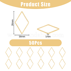 201ステンレススチール製リンキングリング50個  菱形  ゴールドカラー  26x16x1mm&nbsp;STAS-DC0015-18