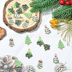 20個 5スタイル クリスマステーマ 合金エナメルペンダント  ライトゴールド  クリスマスツリー  ミックスカラー  22.5~25.5x14.5~18.5x1.2~1.5mm  穴：1.6~2.5mm  4個/スタイル&nbsp;ENAM-YW0006-79