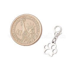 304 Stainless Steel Paw Print Pendant Decorations&nbsp;HJEW-JM03744