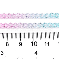 グラデーションカラーの焼き絵用塗料、ガラスビーズの束  多面カット  双円錐形  カラフル  6x5.5mm  穴：1.2mm  約44~47個/連  24.5~25cm&nbsp;DGLA-A039-T6mm-A05