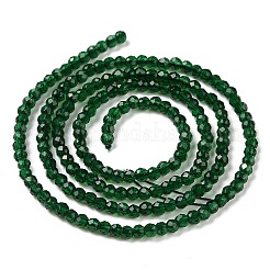 透明ガラスビーズ連売り  多面カットラウンド  濃い緑  2mm  穴：0.8mm  約160~178個/連  13.58 ~14.17インチ（34.5~36cm）&nbsp;GLAA-H021-04-15