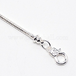 ブラススネークチェーンブレスレット  銀  7.48インチ（190mm）&nbsp;BJEW-SZC0003-01B