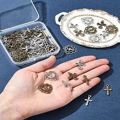 60Pcs 6 Styles Tibetan Style Alloy Pendants&nbsp;TIBEP-FS0001-24