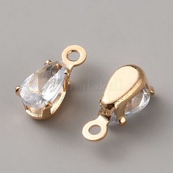 合金パヴェクリアキュービックジルコニアティアドロップチャーム  ライトゴールド  7.5x3x3mm  穴：0.8mm&nbsp;FIND-TAC0035-48C-KCG