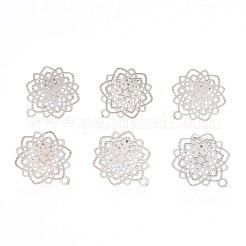 変色しない304ステンレススチールスタッドピアス金具  カン付き  花  ステンレス鋼色  17x14.5mm  穴：1mm  ピン：0.7mm&nbsp;X-STAS-S079-30B