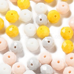 ガラスビーズ  多面カット  ロンデル  きいろ  10x8mm  穴：1mm  約67個/60g&nbsp;EGLA-A034-SM10mm-39