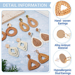 5Pairs 5 Styles Alloy Rattan Woven Dangle Stud Earrings&nbsp;EJEW-TA0001-69