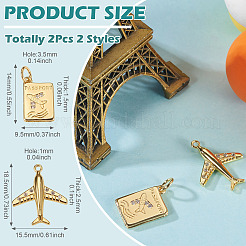 2Pcs 2 Styles Brass Micro Pave Clear Cubic Zirconia Pendants&nbsp;KK-TADJ0001-01