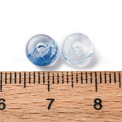 透明なアクリルビーズ  フラットラウンド  ツートン  ライトスカイブルー  7x4mm  穴：1.8mm  65~70個/セット&nbsp;OACR-S069-01B