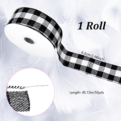 Polyester Tartan Wired Ribbon&nbsp;OCOR-WH0077-087A