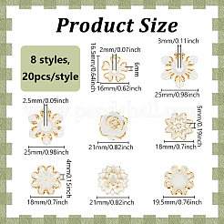 ABSイミテーションシェル＆アクリルフラワービーズキャップ160個  ホワイト  16~25x16.5~25x4~6mm  20個/スタイル&nbsp;FIND-PH0060-16