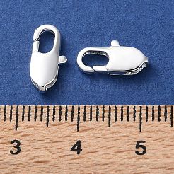 ラックメッキ真鍮カニカン  長持ちメッキ  鉛フリー＆カドミウムフリー  銀  12x6x2.5mm  穴：2.8x1mm&nbsp;KK-F090-23S-01