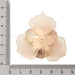 アイアン製フィリグリーペンダント  二重構造の花のチャーム  ライトゴールド  50x50x5mm  穴：1.2mm&nbsp;IFIN-K044-01KCG