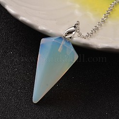 プラチナ トーン ブラス オパライト コーン 六角形の尖ったダウジング振り子  カニカン付き  230x3mm&nbsp;MAK-M015-01J