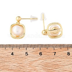 Brass Dangle Stud Earrings&nbsp;EJEW-P302-02G