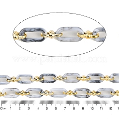 ラックメッキアクリル＆ccbプラスチックチェーン  長持ちメッキ  ホワイトスモーク  20x10.6x3mm  5 m /ロール&nbsp;CHAC-H001-01E