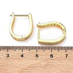 ブラスマイクロパヴェクリアキュービックジルコニアフープピアス  U字型  18KGP本金メッキ  20x16.5x4mm&nbsp;EJEW-C182-07D-G