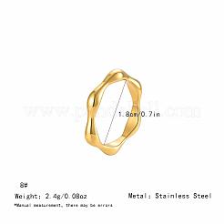 不規則な波模様の304ステンレススチール製女性用指輪  18KGP本金メッキ  usサイズ8（18.1mm）&nbsp;ZK2917-3