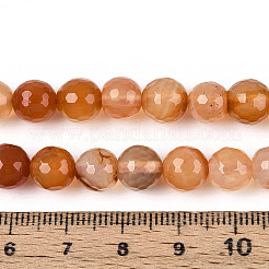 天然石赤瑪瑙ビーズ連売り  多面カットラウンド  8mm  穴：1mm  約46~48個/連  14.37~14.96''（36.5~38センチメートル）&nbsp;G-T139-8mm-89A-01