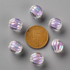 透明なアクリルビーズ  二層ビーズ  ABカラー  カボチャ  ライラック  11x11.5mm  穴：2mm  約550個/500g&nbsp;TACR-S152-07B-SS2114