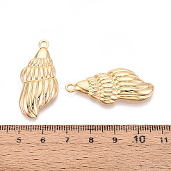 真鍮チャーム  巻き貝の形  長持ちメッキ  ニッケルフリー  18KGP本金メッキ  38x17.5x4mm  穴：2.5mm&nbsp;KK-N263-124G